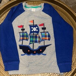 Gymboree boys embroidered Aye Aye Matey pirate ship sweatshirt 6